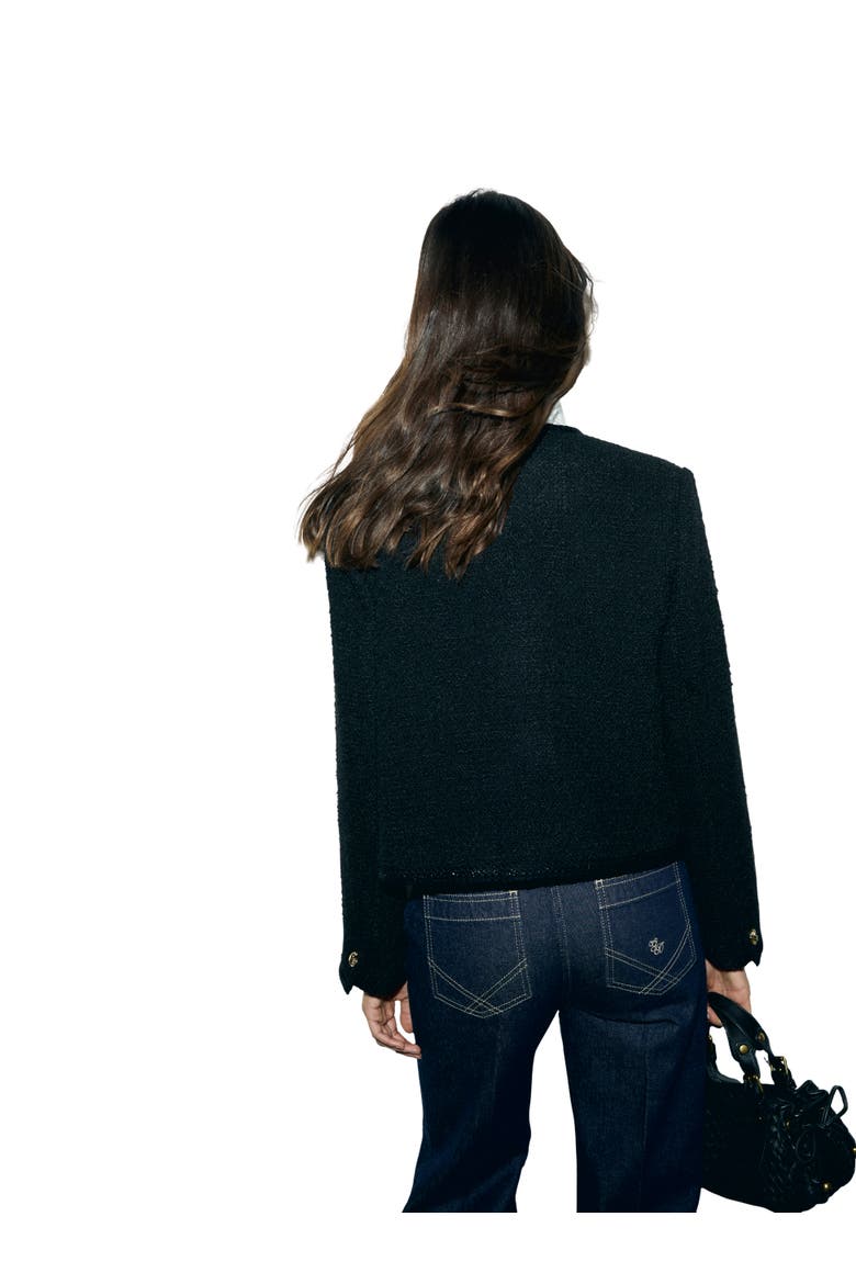 Judye Curly Tweed Jacket, Alternate, color, Black
