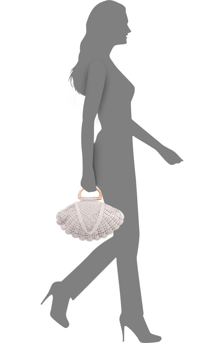 Nina Unity Crochet Shell Clutch, Alternate, color, Ivory