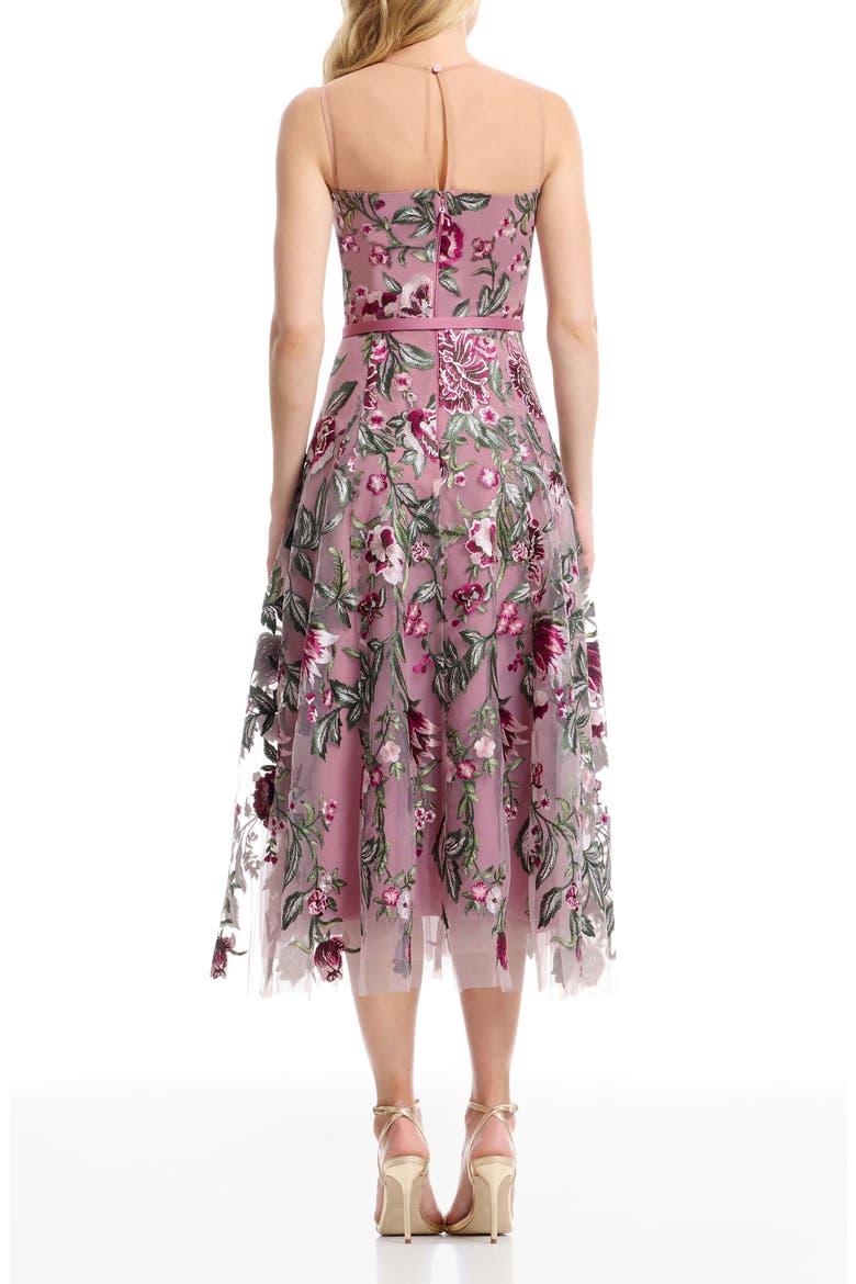 Rosemary Floral Embroidery Cocktail Midi Dress, Alternate, color, BLUSH MULTI