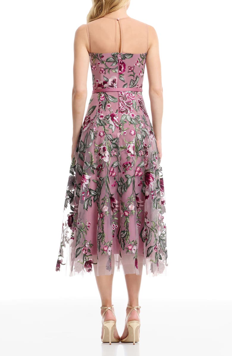 Dress the Population Rosemary Floral Embroidery Cocktail Midi Dress, Alternate, color, Blush Multi