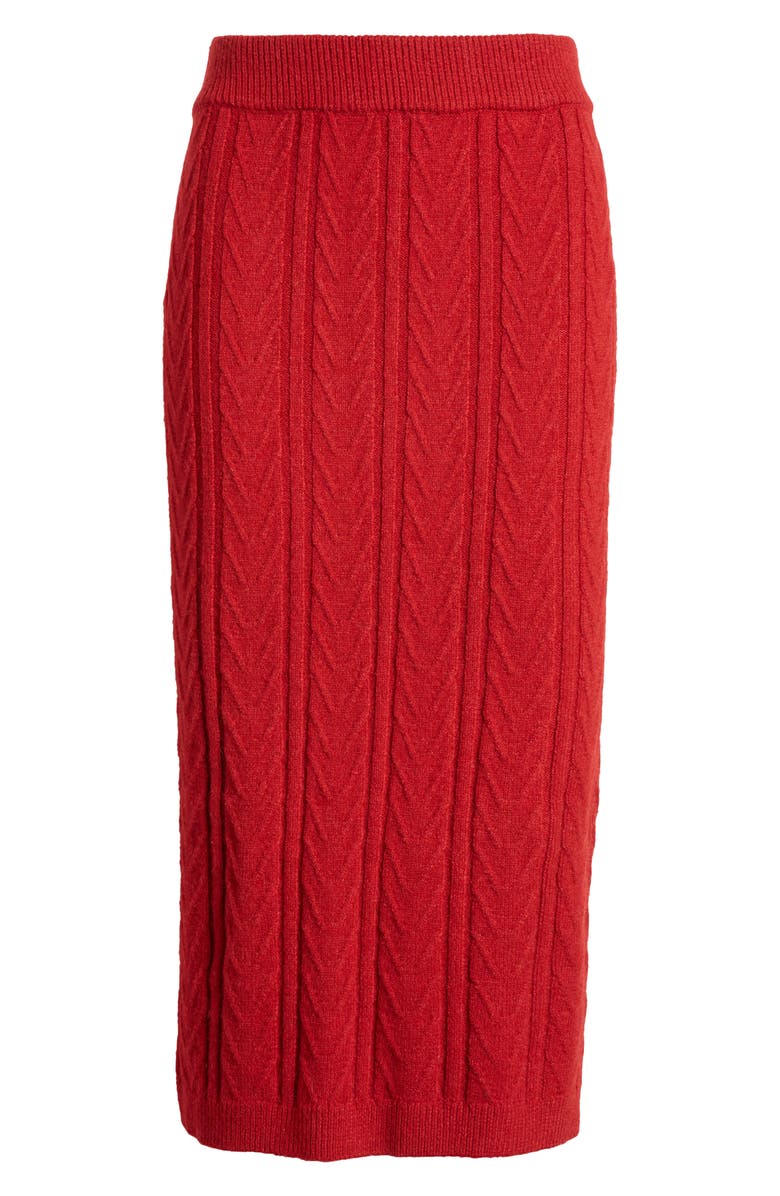 Anne Klein Chevron Stitch Cable Knit Midi Pencil Skirt, Alternate, color, 