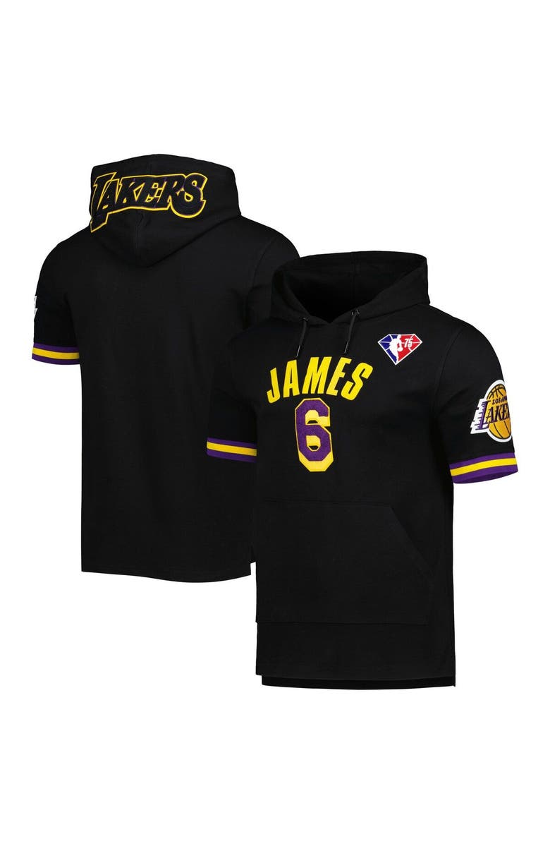 PRO STANDARD Men's Pro Standard LeBron James Black Los Angeles Lakers Name & Number Short Sleeve Pullover Hoodie, Main, color, 