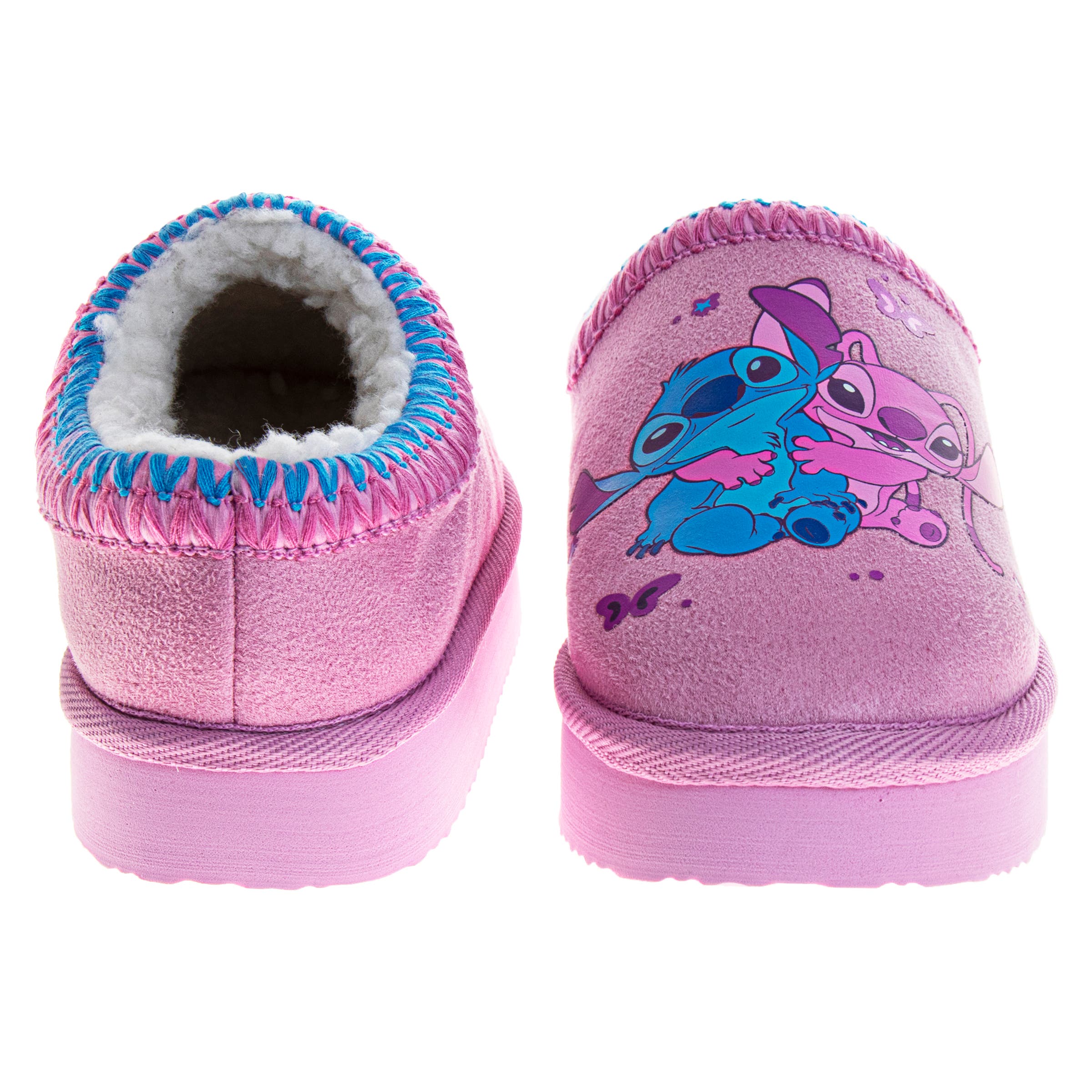 Disney Stitch & Angel Plush Lined Slippers Girls, Alternate, color, Purple