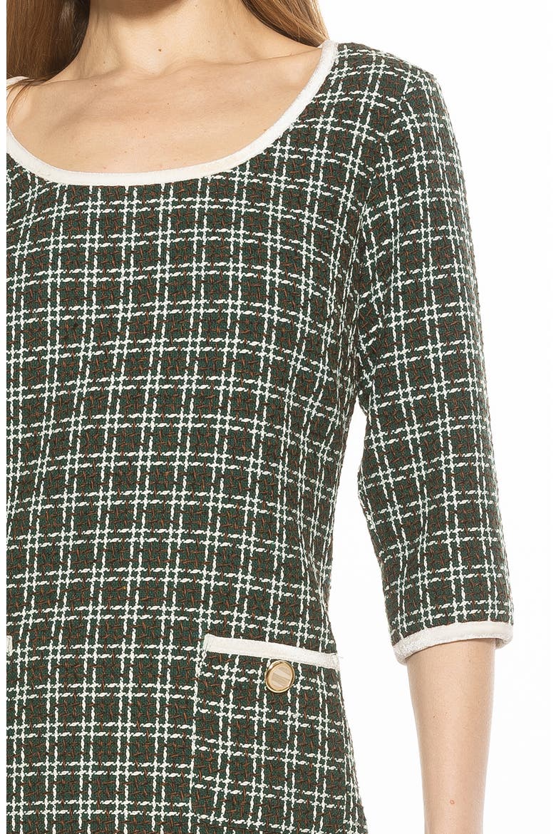 Orla Scoop Neck Shift Dress, Alternate, color, GREEN PLAID
