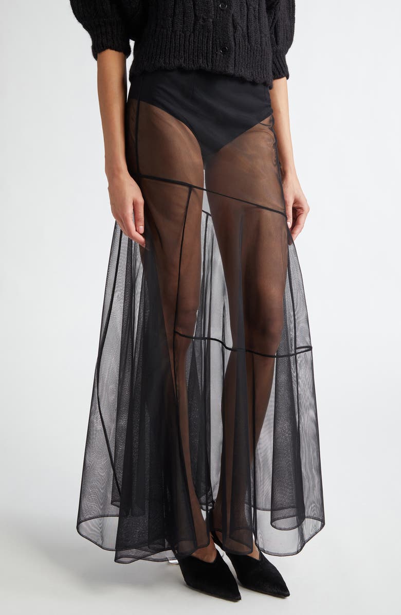 Simone Rocha Sheer Bias Cut Tulle Maxi Skirt, Main, color,