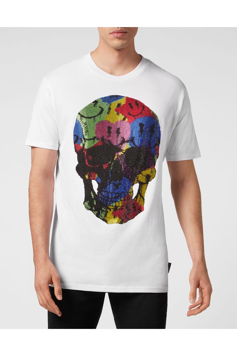 T-Shirt Round Neck Ss Smile Men, Main, color, white