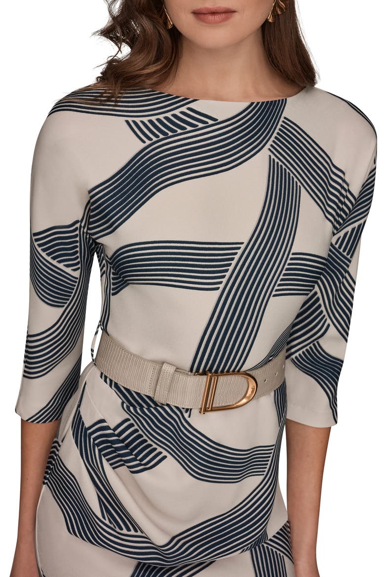 Swirl Print Belted Dress, Alternate, color, VELLUM/ NIGHTFALL