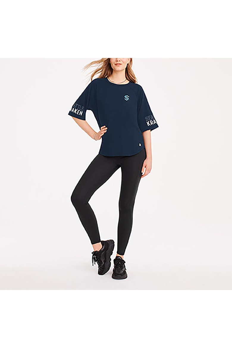 Women's DKNY Sport Navy Seattle Kraken Diana Tri-Blend Oversized T-Shirt, Main, color, Navy