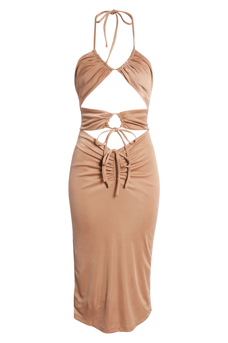 Kasia Cutout Midi Dress, Alternate, color, CARAMEL