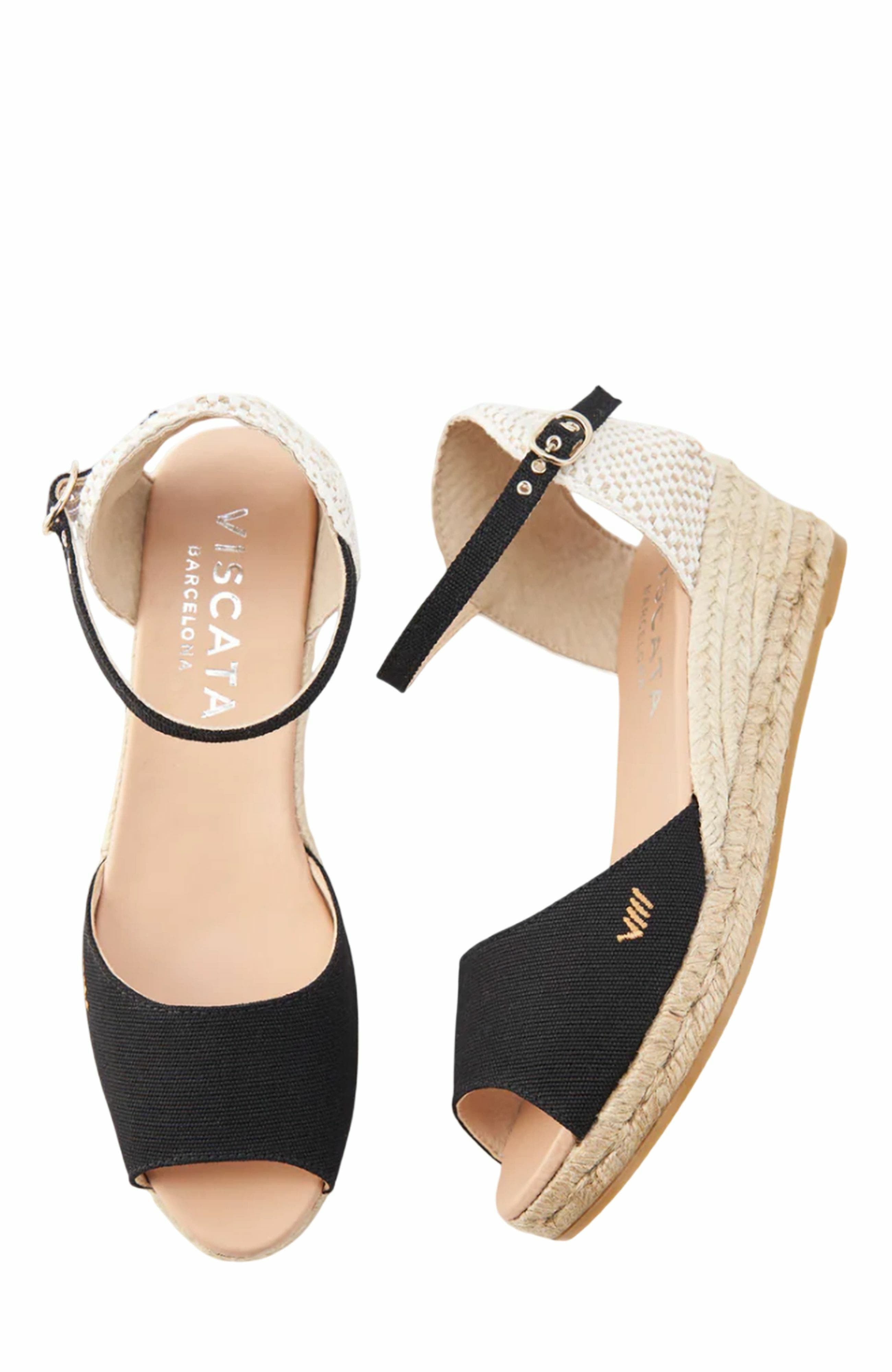 Cavall Canvas Espadrille Sandal Wedges, Alternate, color, Black