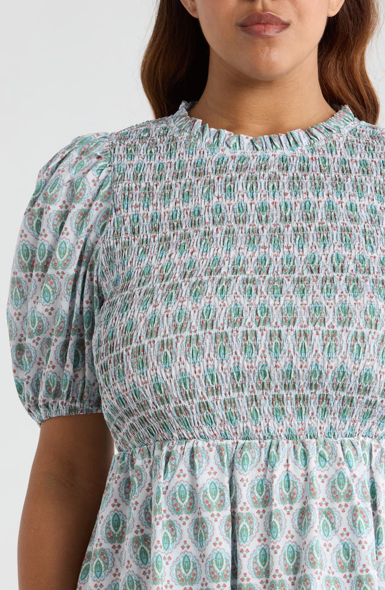 SUGARLIPS Pilar Gale Smocked Minidress, Alternate, color, White-Pastels