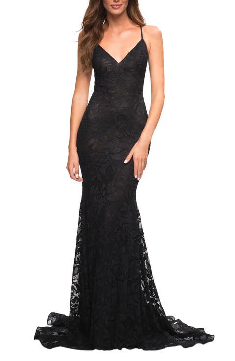 Stunning Mermaid Stretch Lace Gown with Low Back
