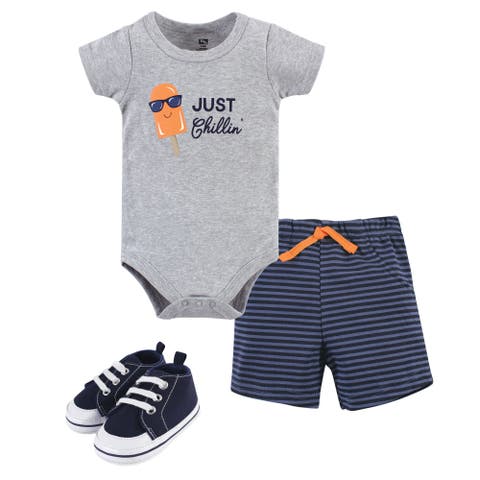 Cotton Bodysuit, Shorts and Shoe Set (Baby)