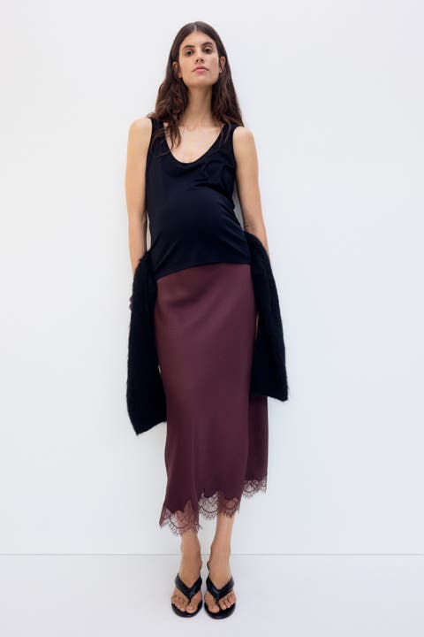 Mama Lace-trimmed Slip Skirt