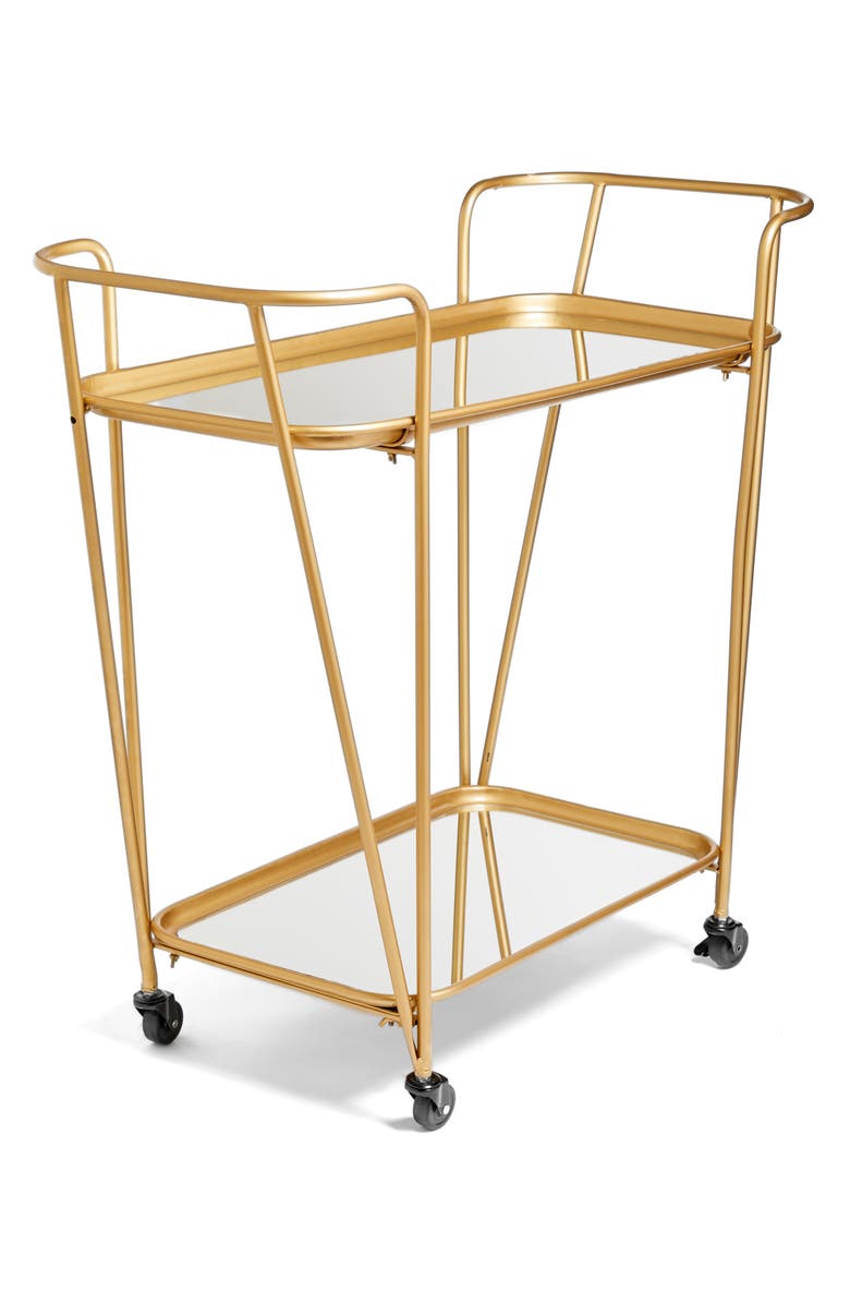 E2 Concepts Metal Mirrored Rolling Bar Cart, Main, color,