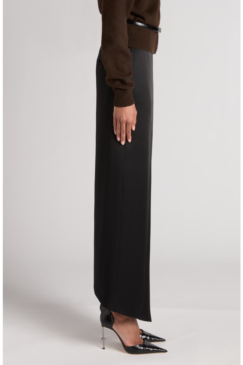 Tailored Satin Maxi Skirt, Alternate, color, BLACK