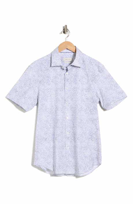 Bugatchi Micro Print Stretch Cotton Short Sleeve Button-Up Shirt
