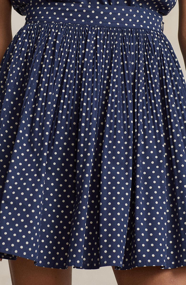 Polo Ralph Lauren Polka Dot Pleated Miniskirt, Alternate, color, 