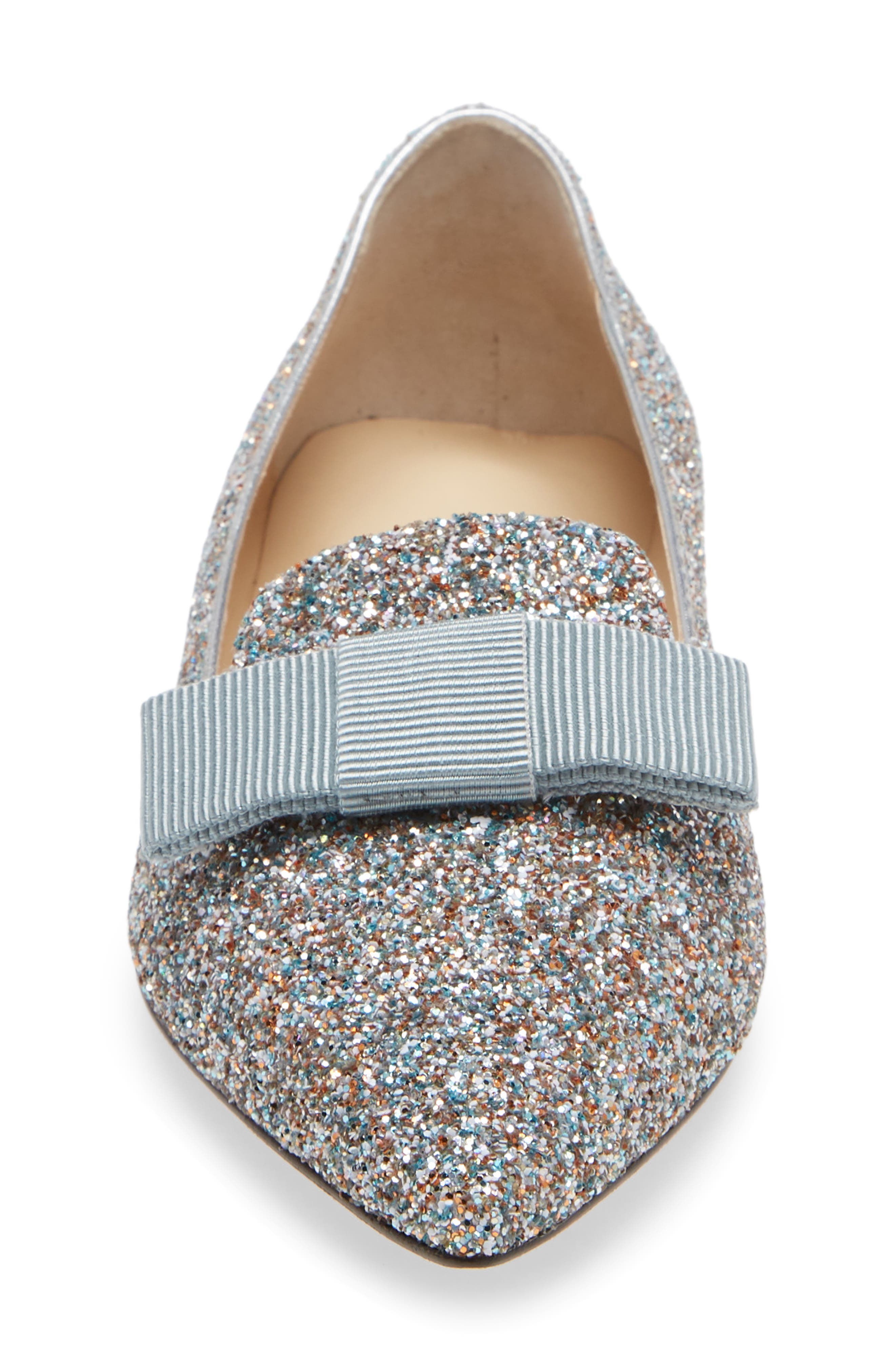 Jimmy Choo Gala Glitter Bow Flat, Alternate, color, 