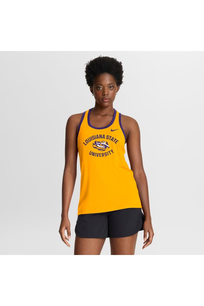 Women's Nike Gold LSU Tigers Uni Name Tri-Blend Dri-FIT Tank Top, Main, color, Gold