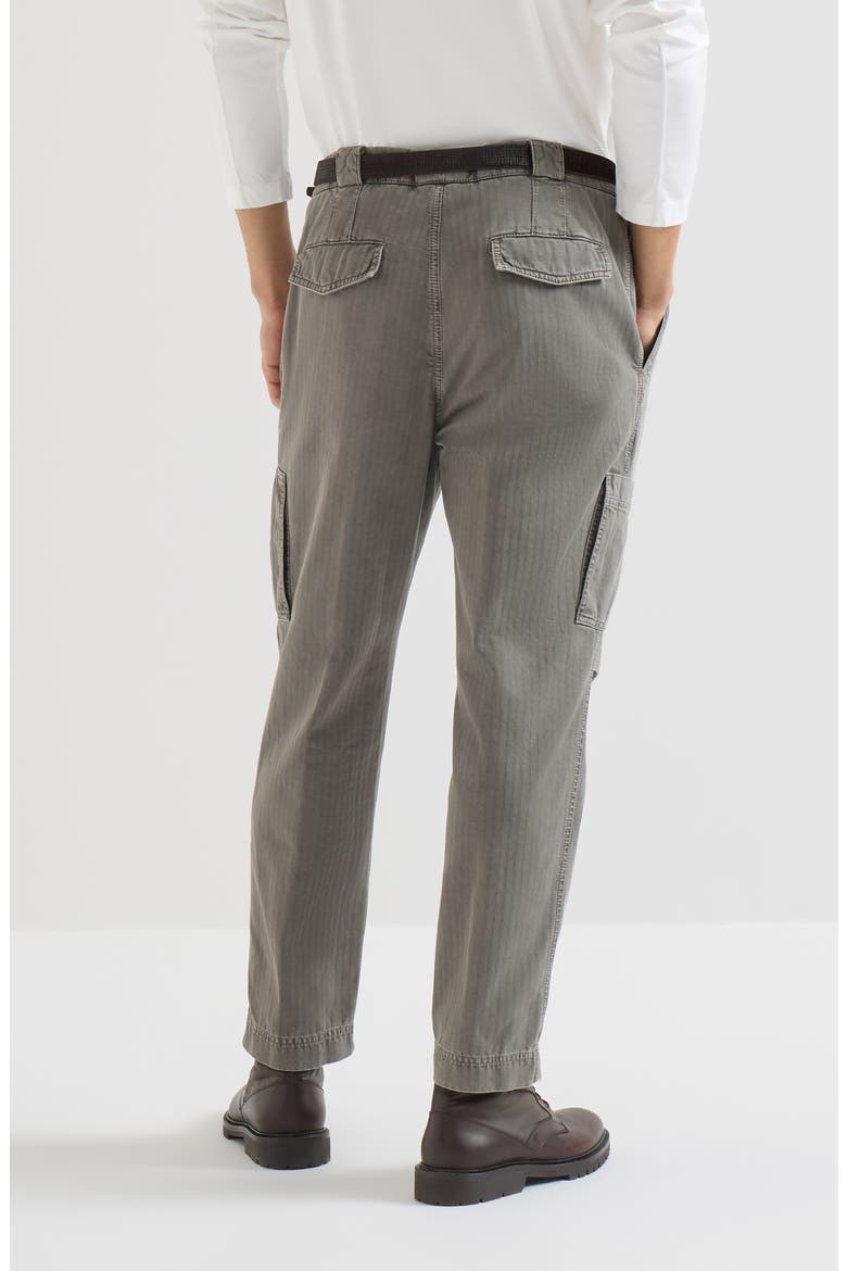 Cotton chevron trousers with zipped pocket, Alternate, color, Silver