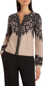 NIC+ZOE Placed Lace Print Cardigan