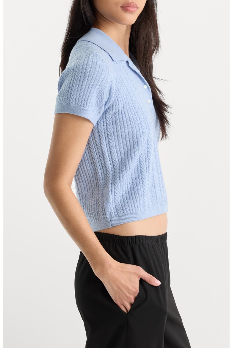 The Micro Cable Merino Wool Polo, Alternate, color, SKY