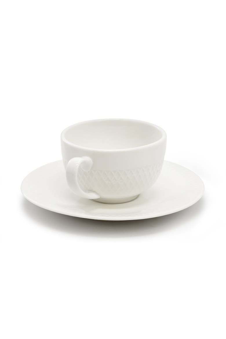 Luna 12 Piece 3 Ounce Porcelain Espresso Cup Set  with Saucers, Alternate, color, White