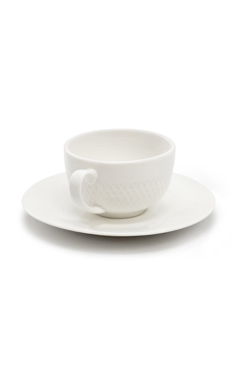 Elama Luna 12 Piece 3 Ounce Porcelain Espresso Cup Set with Saucers, Alternate, color, White