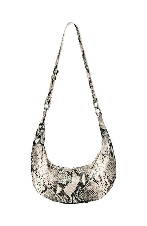 Small Leather Convertible Hobo Crescent  Ring Bag