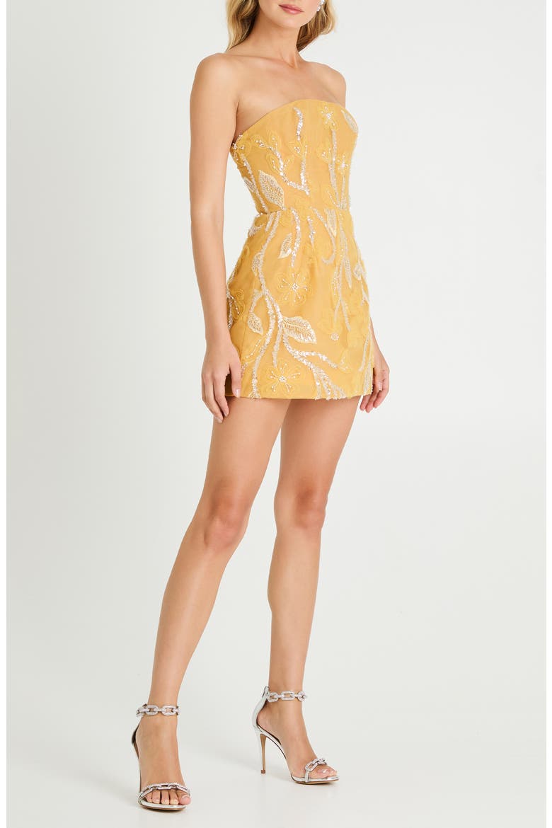Marisa Floral Strapless Fit & Flare Minidress, Alternate, color, MARIGOLD