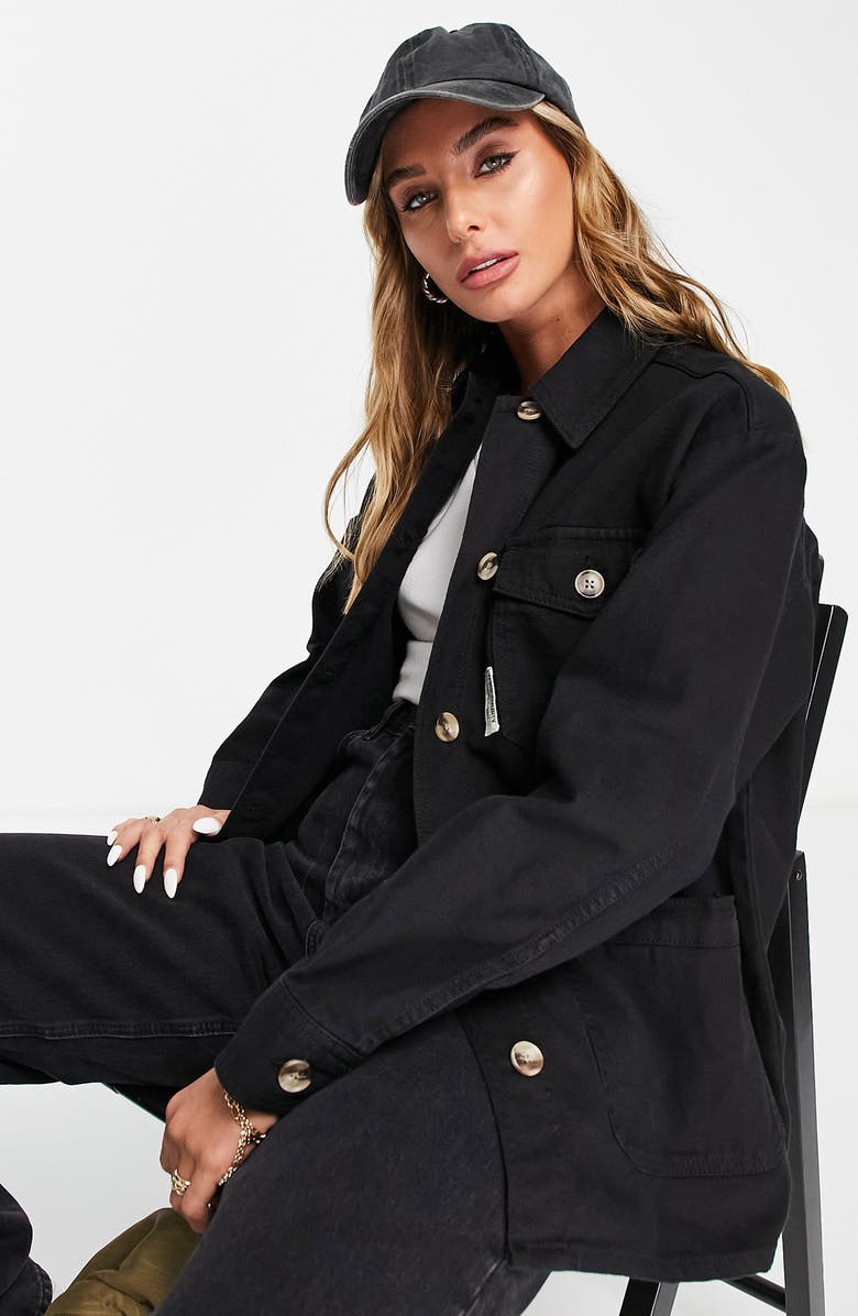 Topshop Oversize Cotton Shacket, Alternate, color,