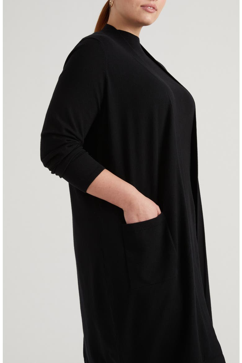 Long Open Front Cardigan, Alternate, color, BLACK