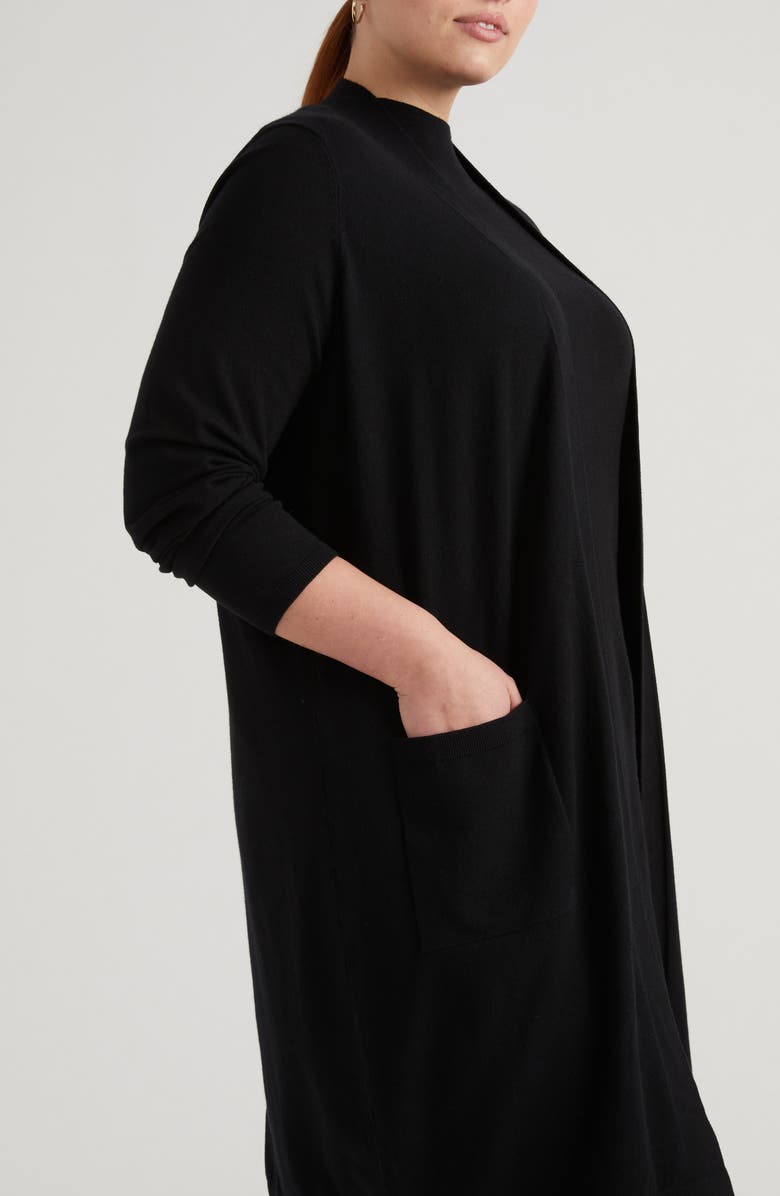 Universal Standard Long Open Front Cardigan, Alternate, color, Black