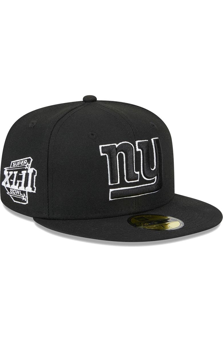 New Era Men's New Era Black New York Giants Super Bowl XLII Side Patch 59FIFTY Fitted Hat, Main, color,