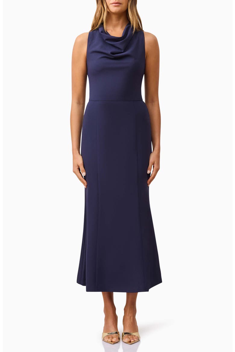 Jamie Cowl Neck Cocktail Midi Dress, Main, color, NAVY