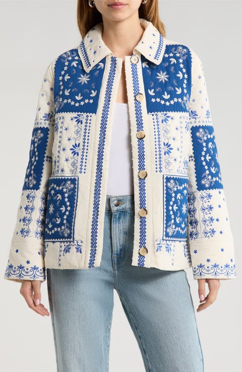 Patchwork Bandana Print Quilted Jacket