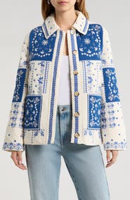 Avec Les Filles Patchwork Bandana Print Quilted Jacket