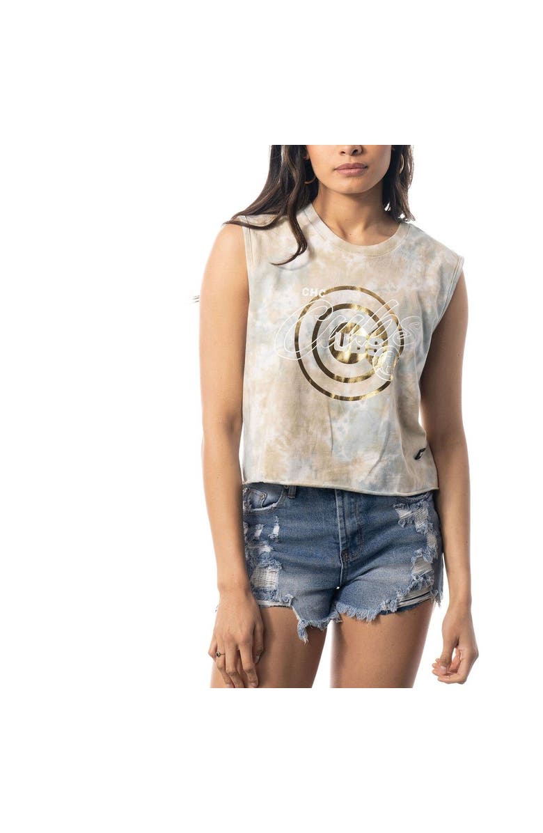 THE WILD COLLECTIVE Women's The Wild Collective White Chicago Cubs Washed Muscle Tank Top, Alternate, color, White