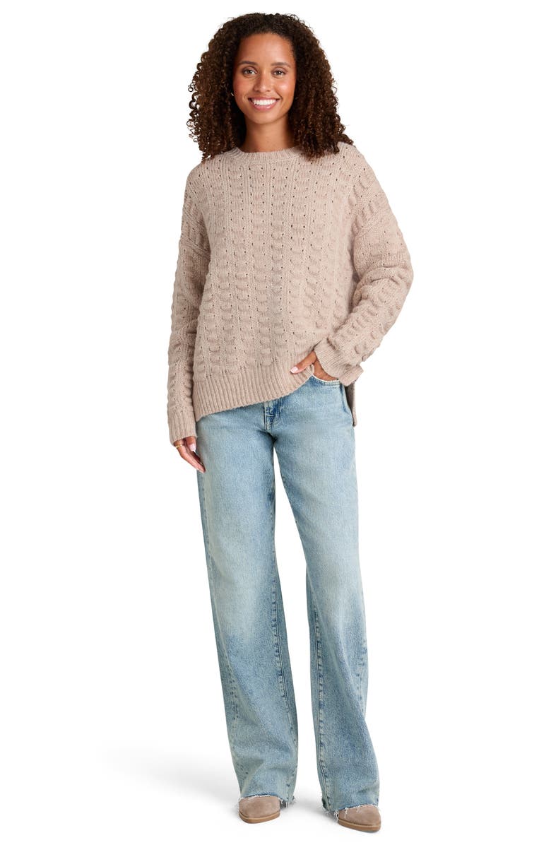 Splendid Candace Texture Crewneck Sweater, Alternate, color, Toast