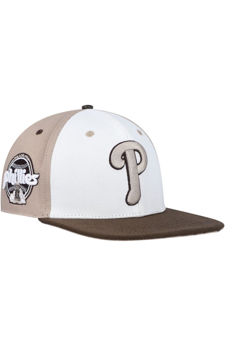 PRO STANDARD Men's Pro Standard White/Brown Philadelphia Phillies Chocolate Ice Cream Drip Snapback Hat, Main, color, 