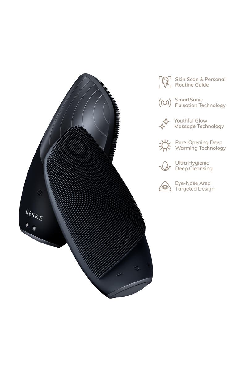 GESKE SmartAppGuided Sonic Thermo Facial Brush | 6 in 1, Alternate, color, Black