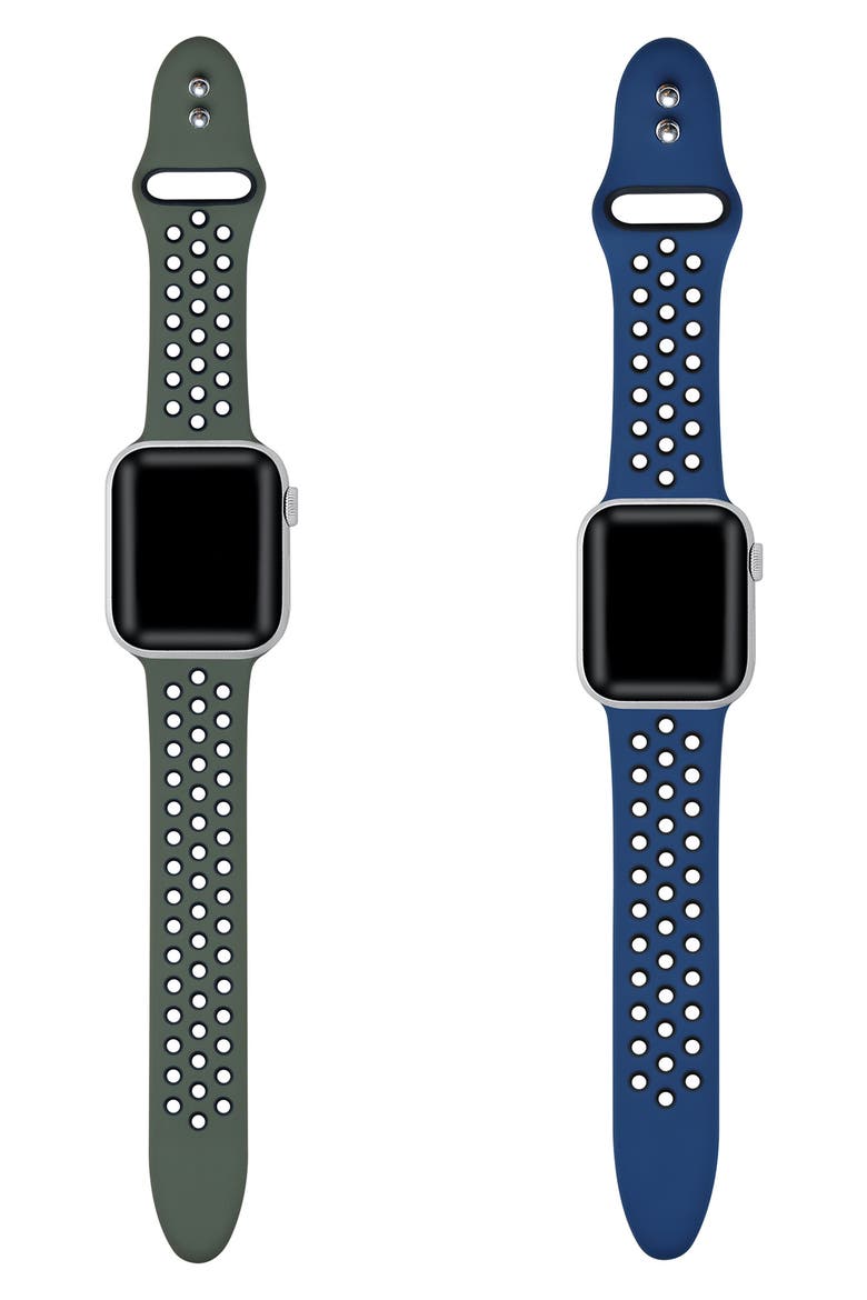 Breathable Silicone Sport Apple Watch Band - Set of 2, Alternate, color, OLIVE GREEN/ MIDNIGHT