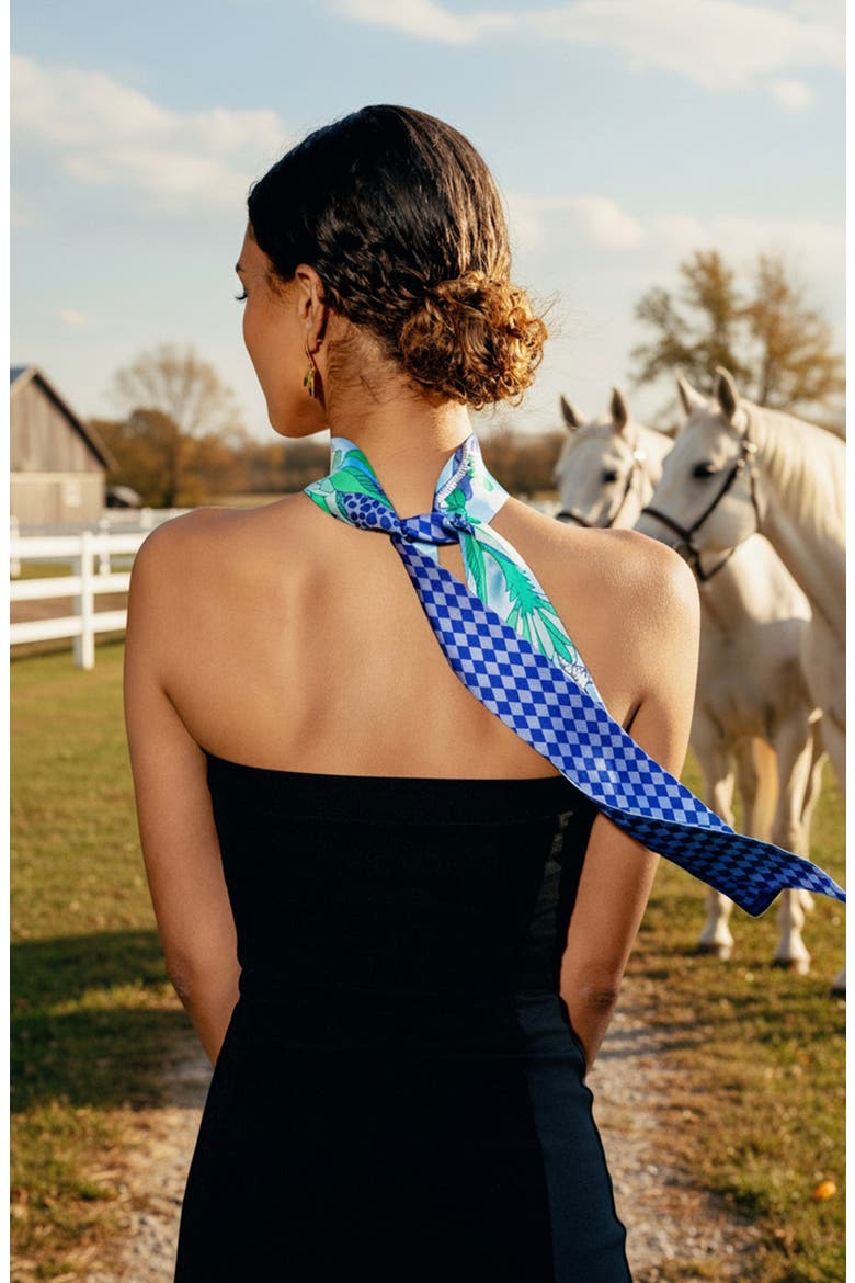 Silk Skinny Scarf Jungle Party, Alternate, color, Blue