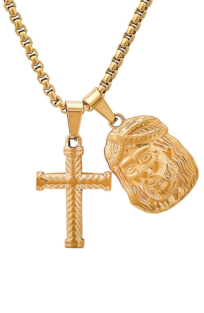 HMY JEWELRY Men's Faith Cross Pendant Necklace, Alternate, color, Gold