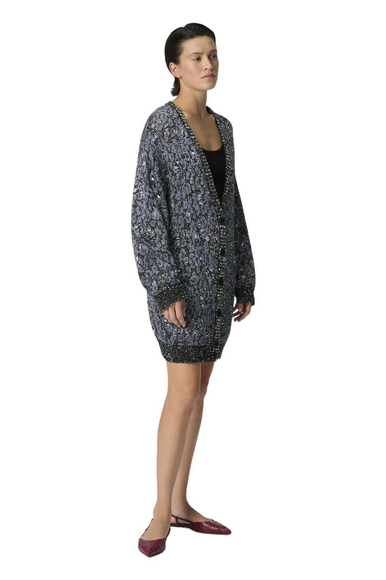 Oversized Cardigan In Jacquard Knit With Animalier Pattern, Main, color, Multicoloured