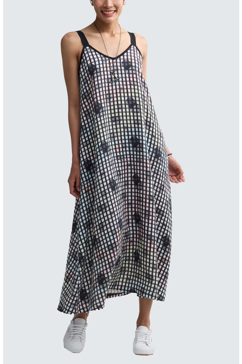 Nerida Neon Print Linen Maxi Dress, Main, color, Neon Black