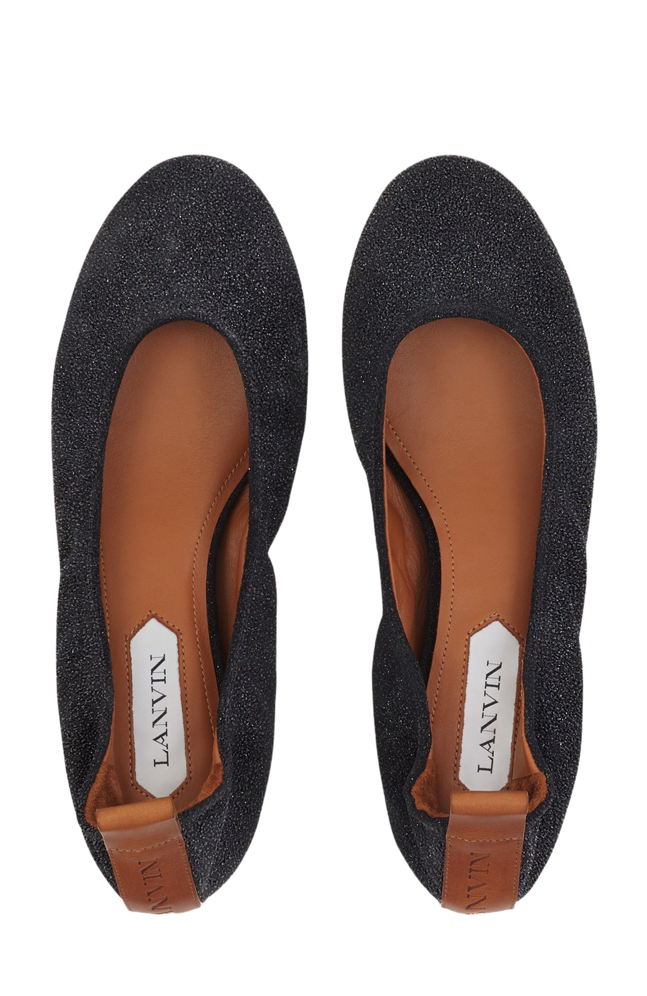 Lanvin THE GLITTERY SUEDE BALLERINA FLAT, Alternate, color, 