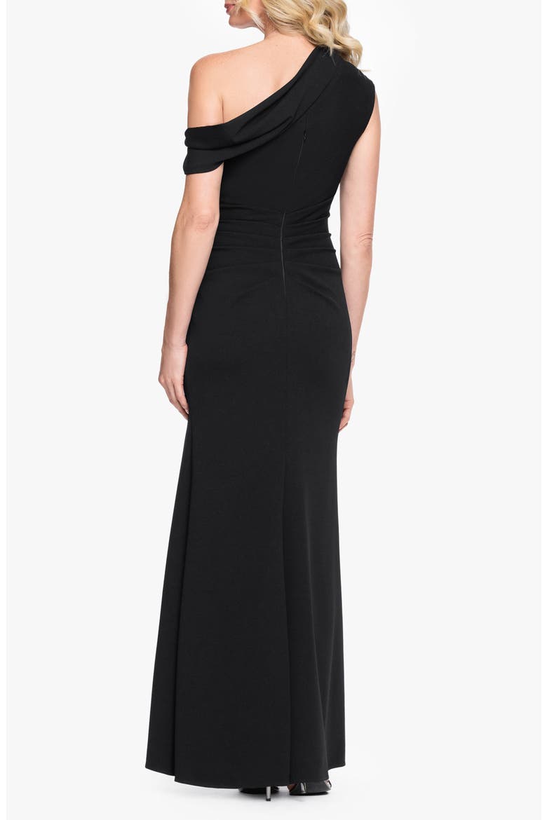 One-Shoulder Scuba Crepe Gown, Alternate, color, BLACK