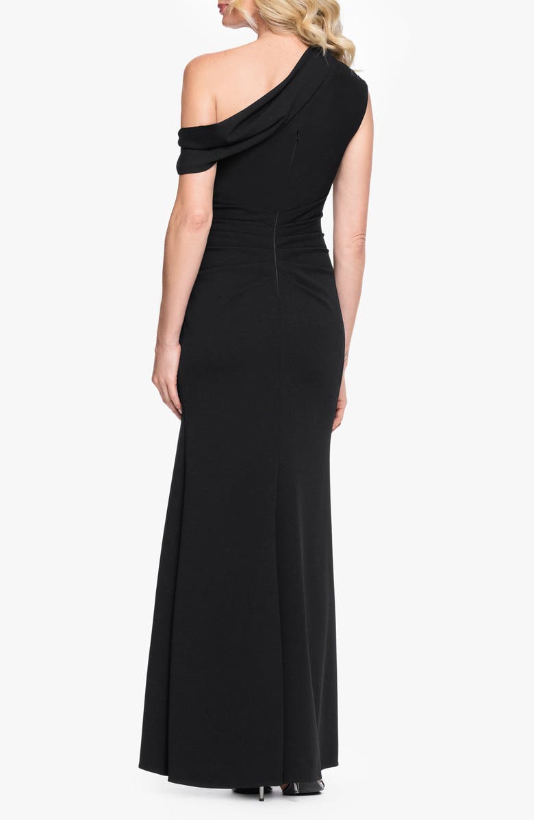 Xscape Evenings One-Shoulder Scuba Crepe Gown, Alternate, color, Black